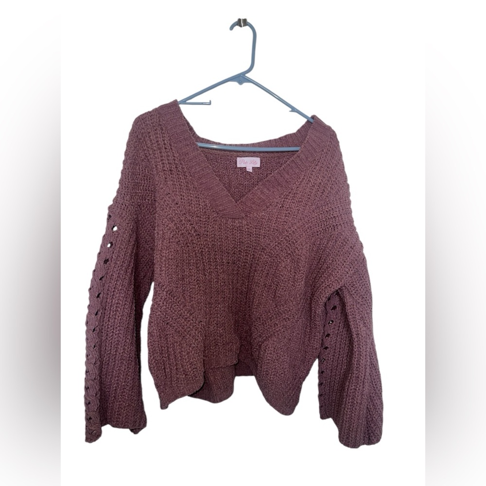 Pink Lily V-Neck Sweater